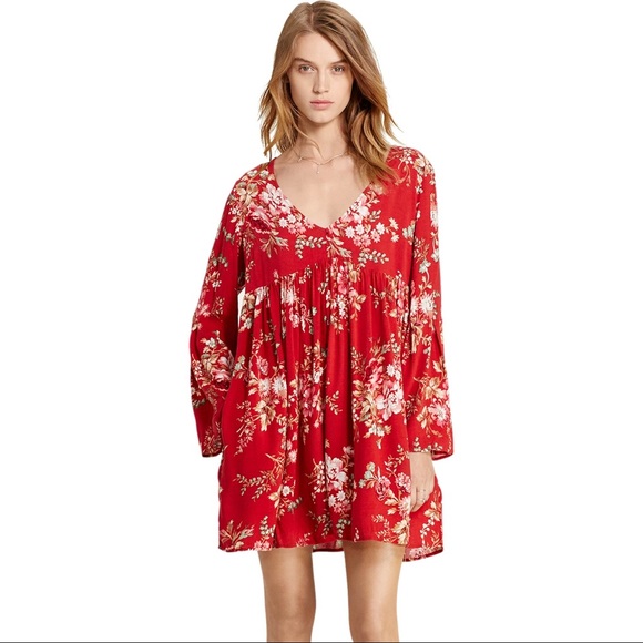 Denim & Supply Red Floral Mini Dress XS - Picture 2 of 2